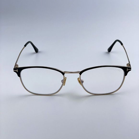 Tom Ford Accessories - Tom Ford FT5750-B 001 Eyeglasses Black Gold Blue Block Square Unisex